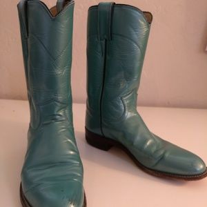 Vintage cowboy Western Boots 6.5W Turquoise pearl